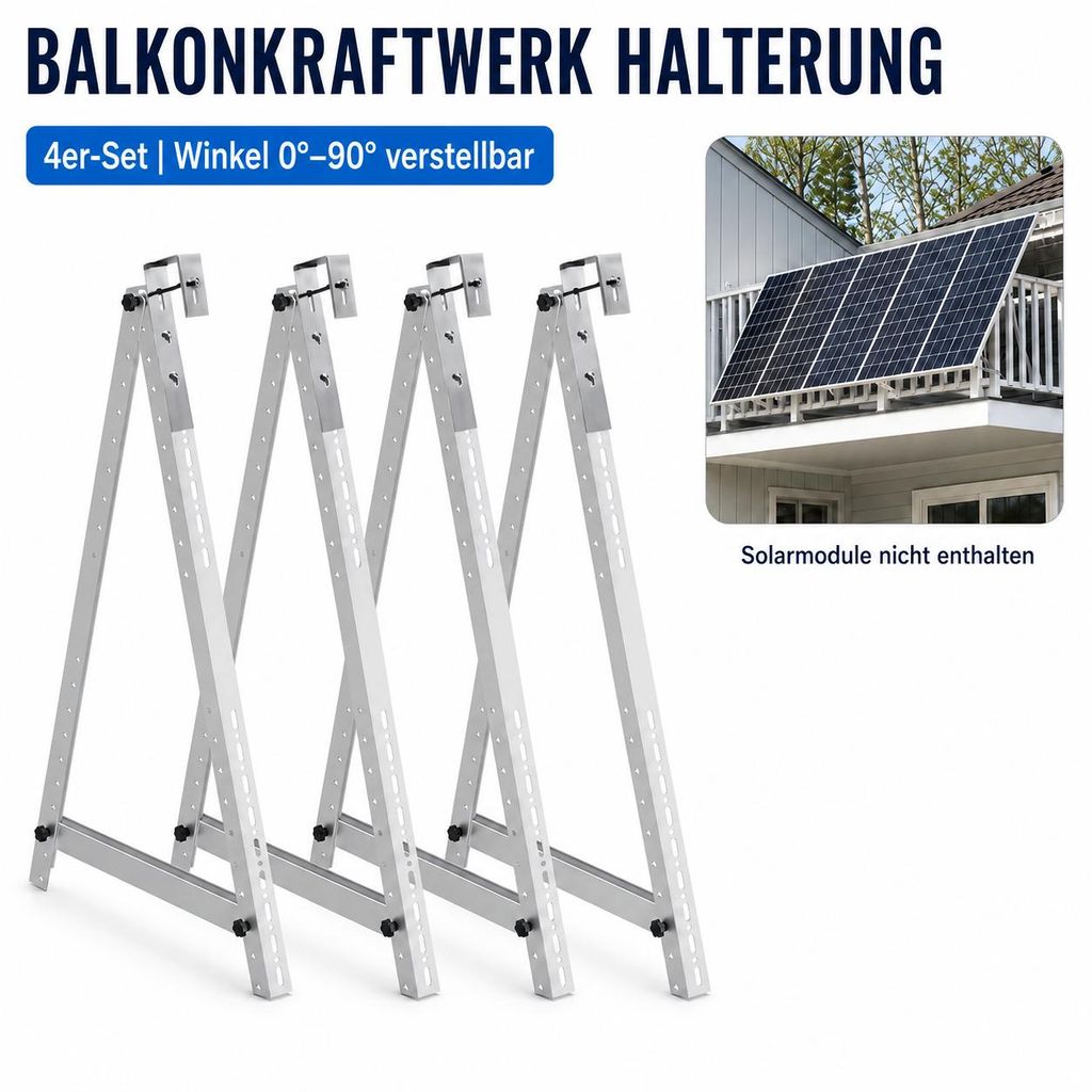Houding voor balkoninstallatie, 118 cm, PV-houder voor Productafbeelding 