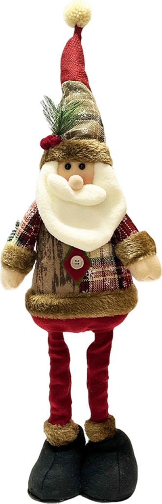 Weihnachtsplüschfigur, kariert, stehend, Weihnachtsmann, Schneemann, Rentier, Plüschfigur mit einziehbaren Beinen, für die Weihnachtsfeier, Kami...