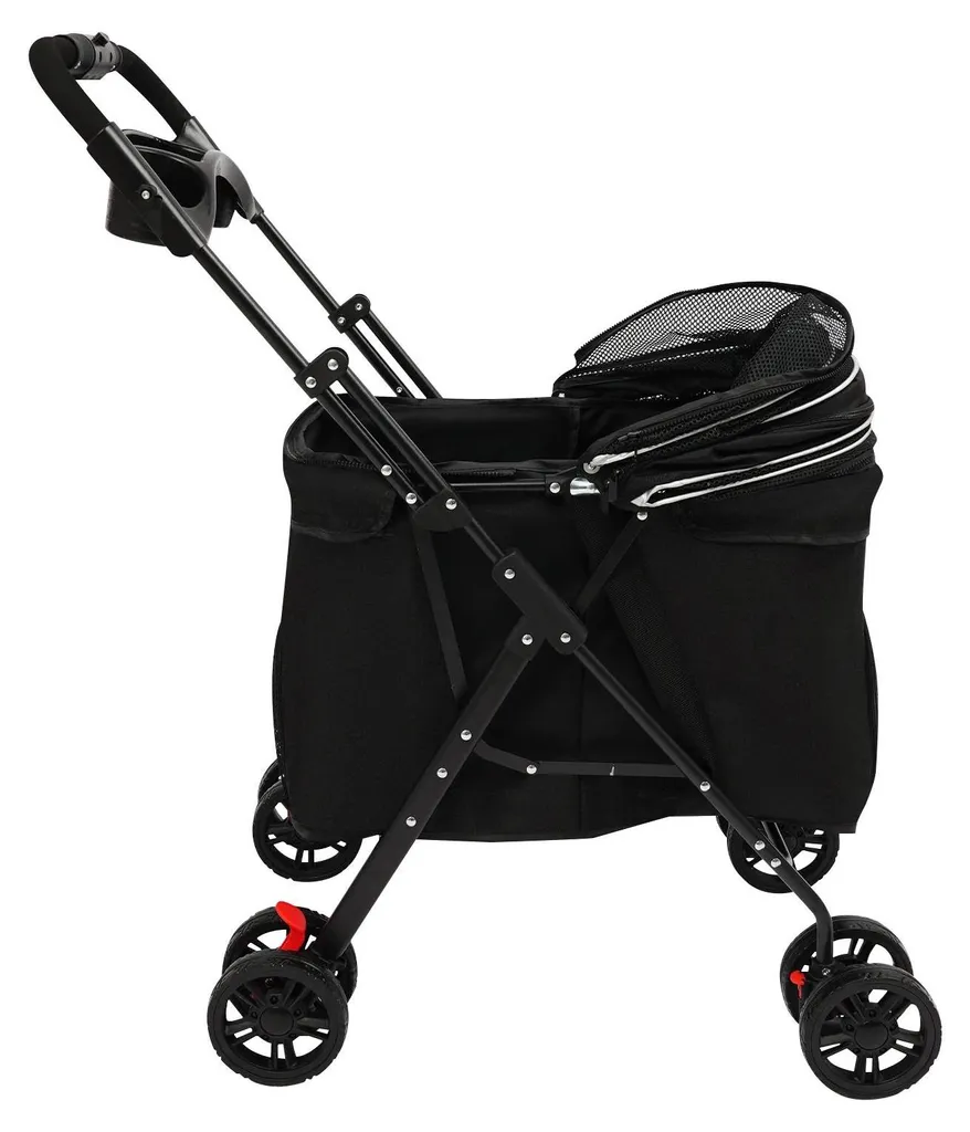 Poussette animaux pliable 12.5kg en acier au carbone et tissu Oxford noir