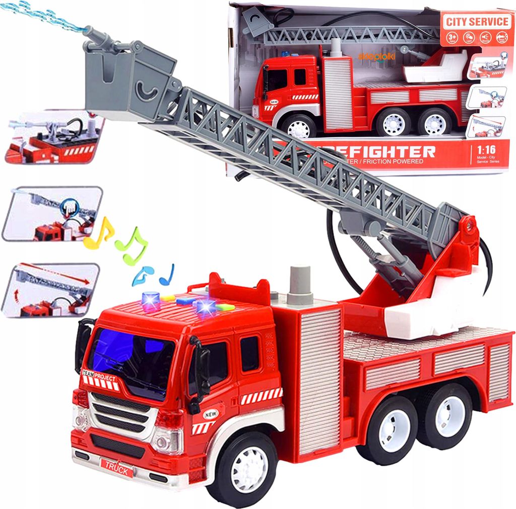 Lolex | Feuerwehrauto Drehleiter - Mit Wasserfunktion - Produktbild 