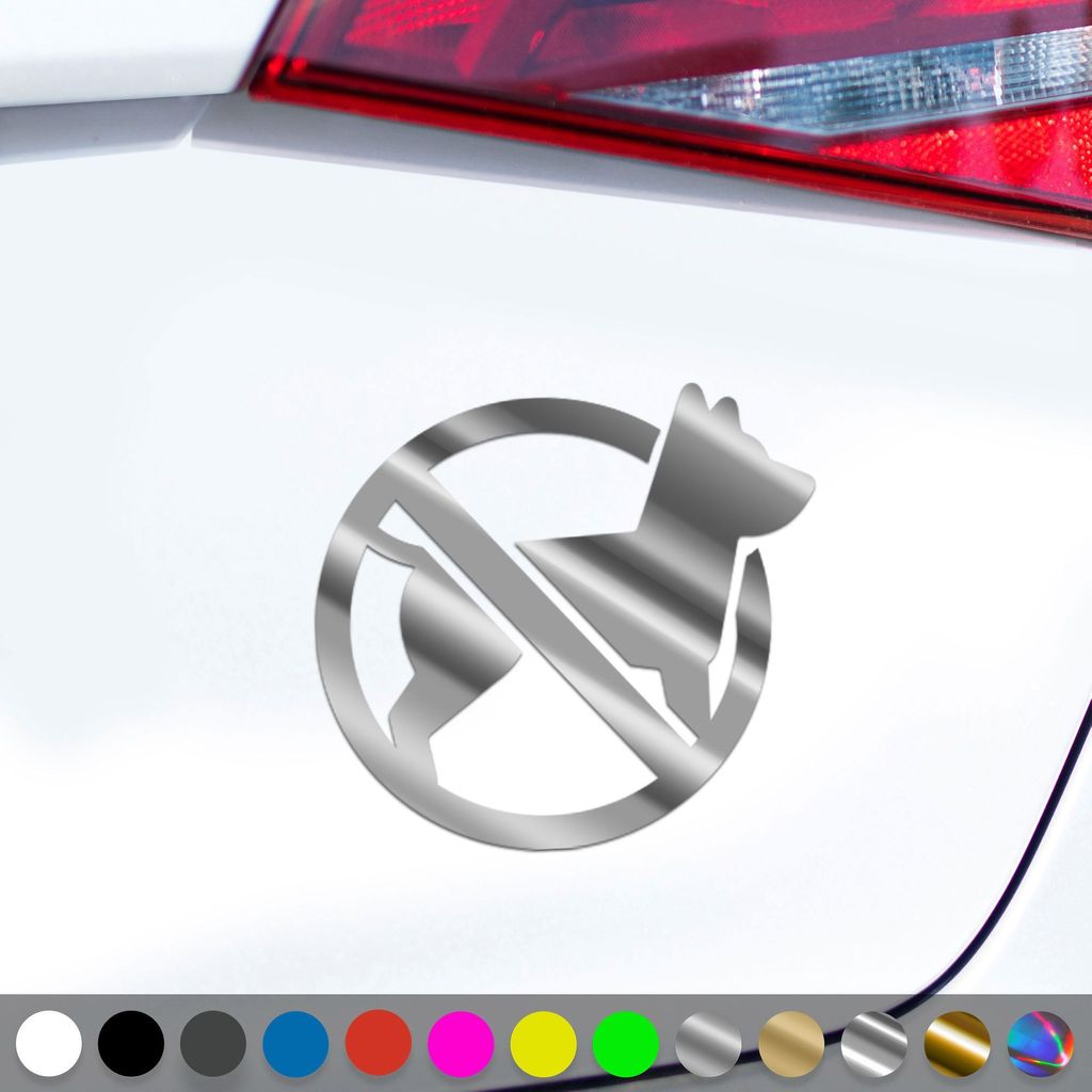 PantherPixel Hunde Verboten Aufkleber Nicht Erlaubt Hundeverbot Sticker Auto Geschenkidee Farbe Chrom-Silber
