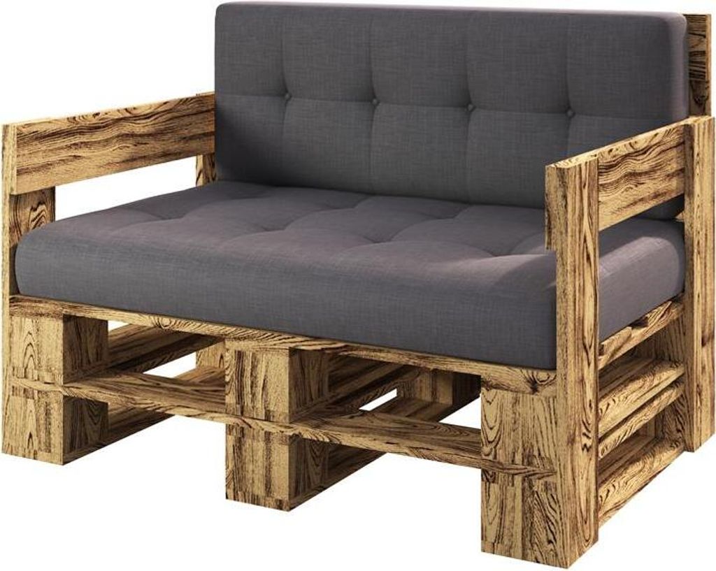 Lermowood Palettenmöbel Mp Sofa 100 x 80 x 30 cm Geflammt | Europaletten Indoor und Outdoor Lounge Gartenmöbel Holz Gartenmöbel Set Lounge Möbe...
