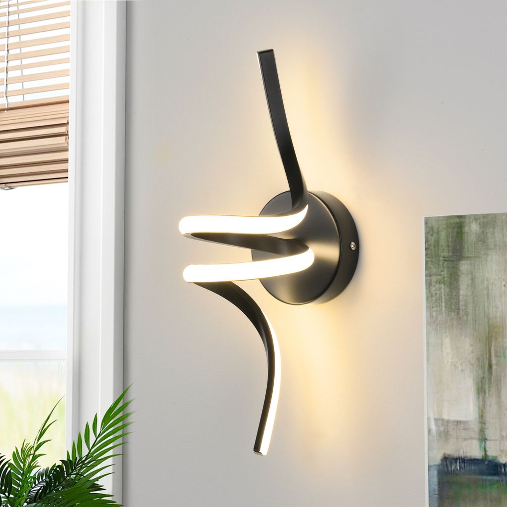 ZMH Wandlampe Innen LED Wandleuchte Schwarz Wand Lampe für Treppenhaus Flur Wohnzimmer Schlafzimmer Balkon Modern Design Aluminium Wandbeleuchtung...