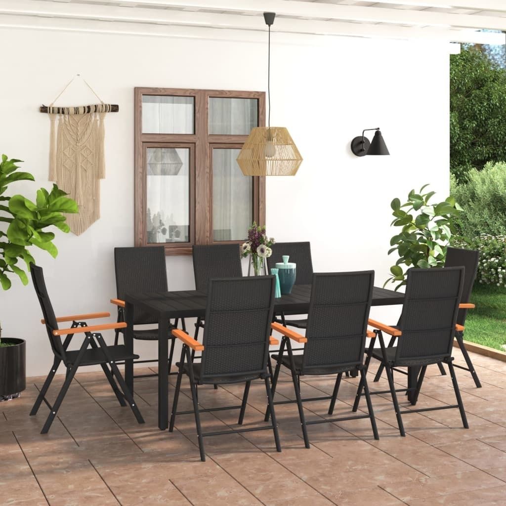 "2024 Moderne" 9-tlg. Garten-Essgruppe Schwarz und Braun - Gartenset Sitzgruppeen Neu9175473