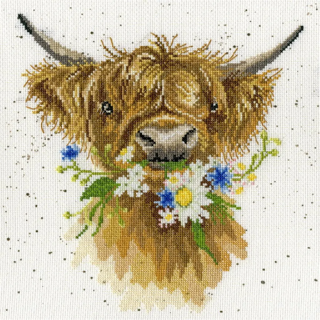 Kit broderie facile Marguerite Coo 26x26 cm diagramme clair Bothy Threads