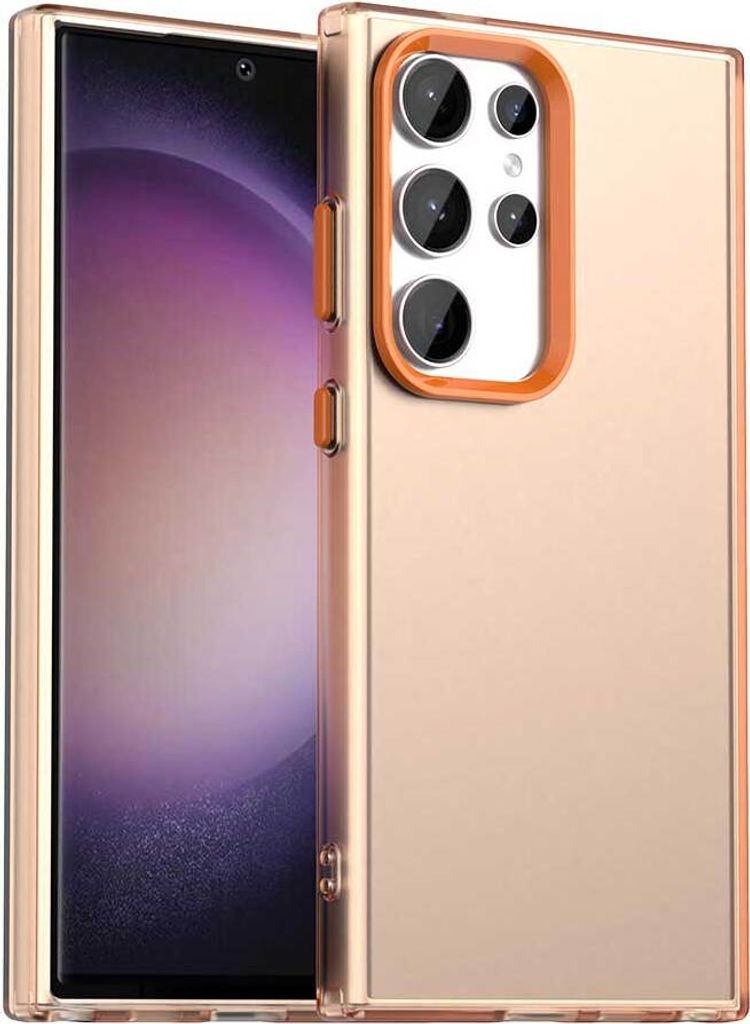 Handyhülle für Samsung Galaxy S23 Ultra Schlank Durchscheinend Matt Stoßfest Schutzhülle Orange