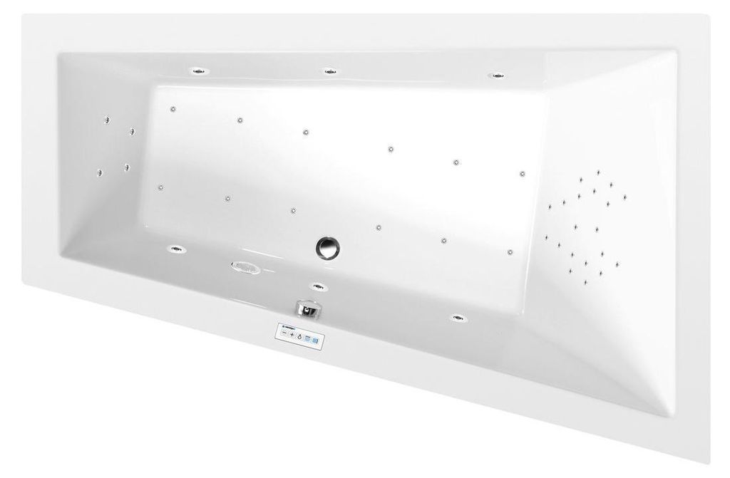 Polysan TRIANGL R Whirlpool-Badewanne, 180x120x50cm, Highline Hydro-Air, Chrom