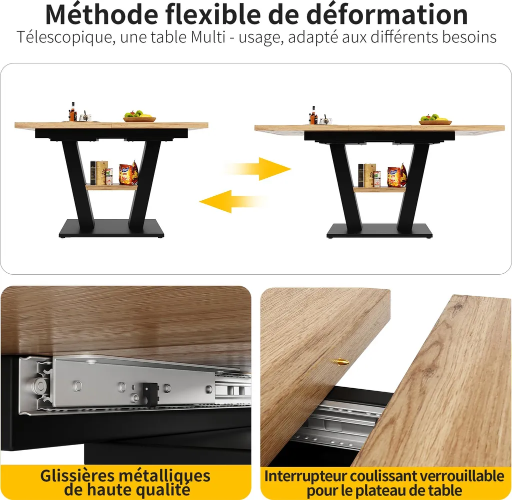 Table à manger modulable 118-157 cm pour petit espace et réception - 6
