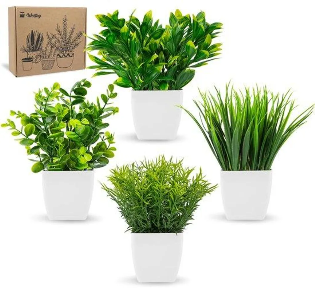 Plantes artificielles décoratives en pot lot de 4 pour salon et bureau