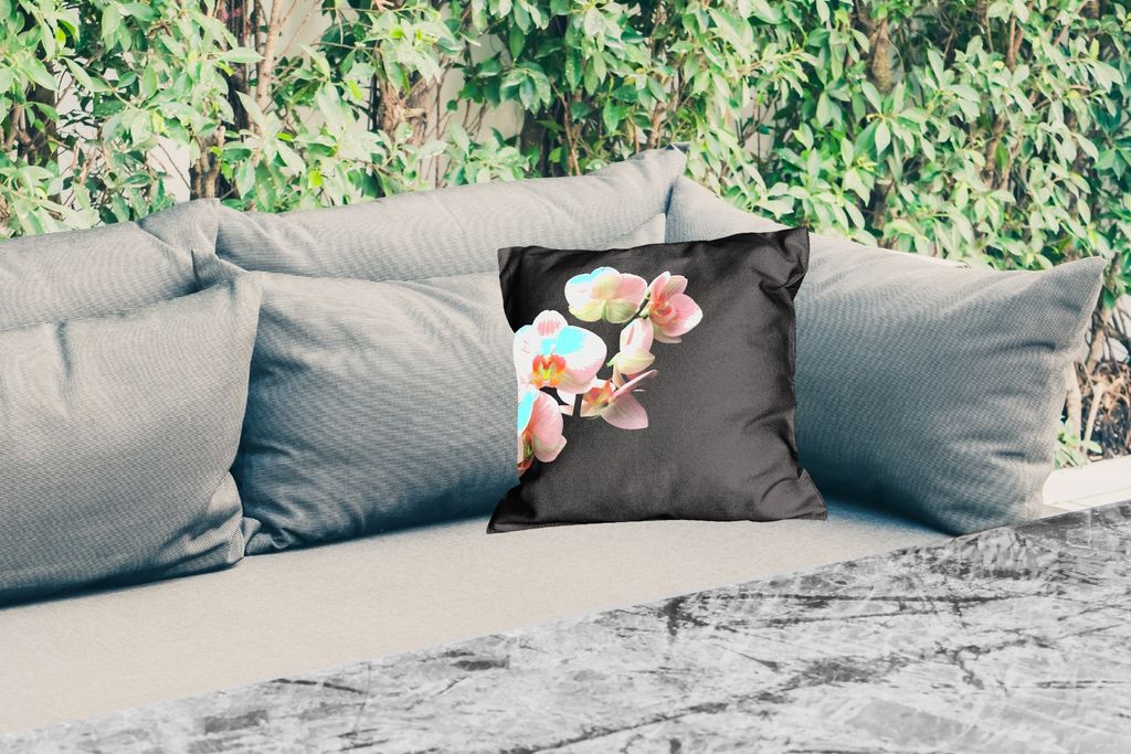 MuchoWow Outdoor Kissen - Orchidee - Blumen - Rosa - Stilleben - Flora - 40x40 cm - Wetterfest - Lounge Kissen - Kopfkissen - Interieur - Polster...