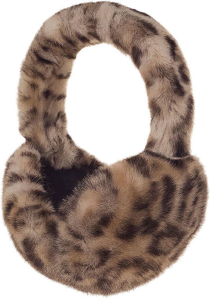 Faera FAERA faltbare Ohrwärmer aus Kunstfell Leo Animalprint Plüsch One Size