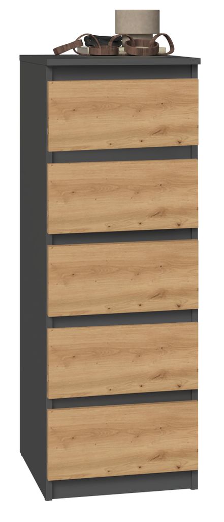 Komoda z wąskimi szufladami IVAR - dąb artisan / antracyt Zdjęcie produktu 1