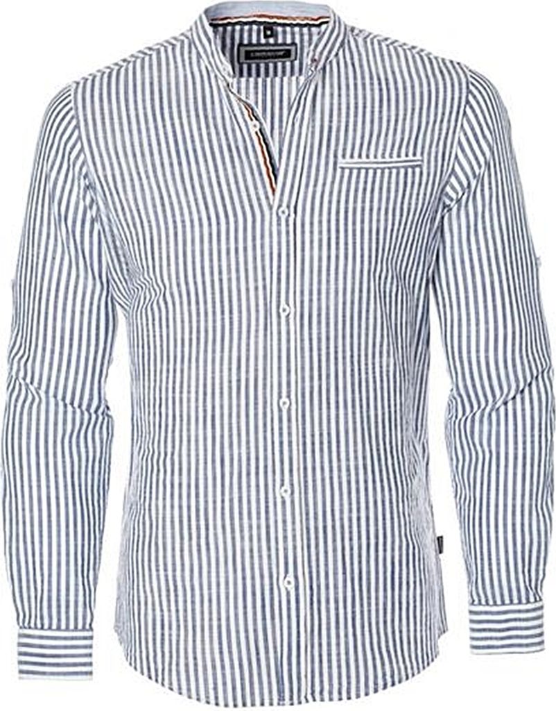 Brandneu Designer Herrenhemd mit Leinen CARISMA Schwarz/Weiß CRM8455 M