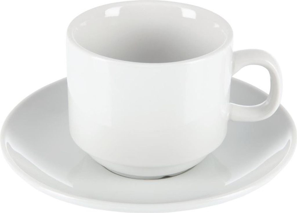 Olympia Whiteware Teetassen + Untertassen - 20cl - 12 Sets - Porzellan