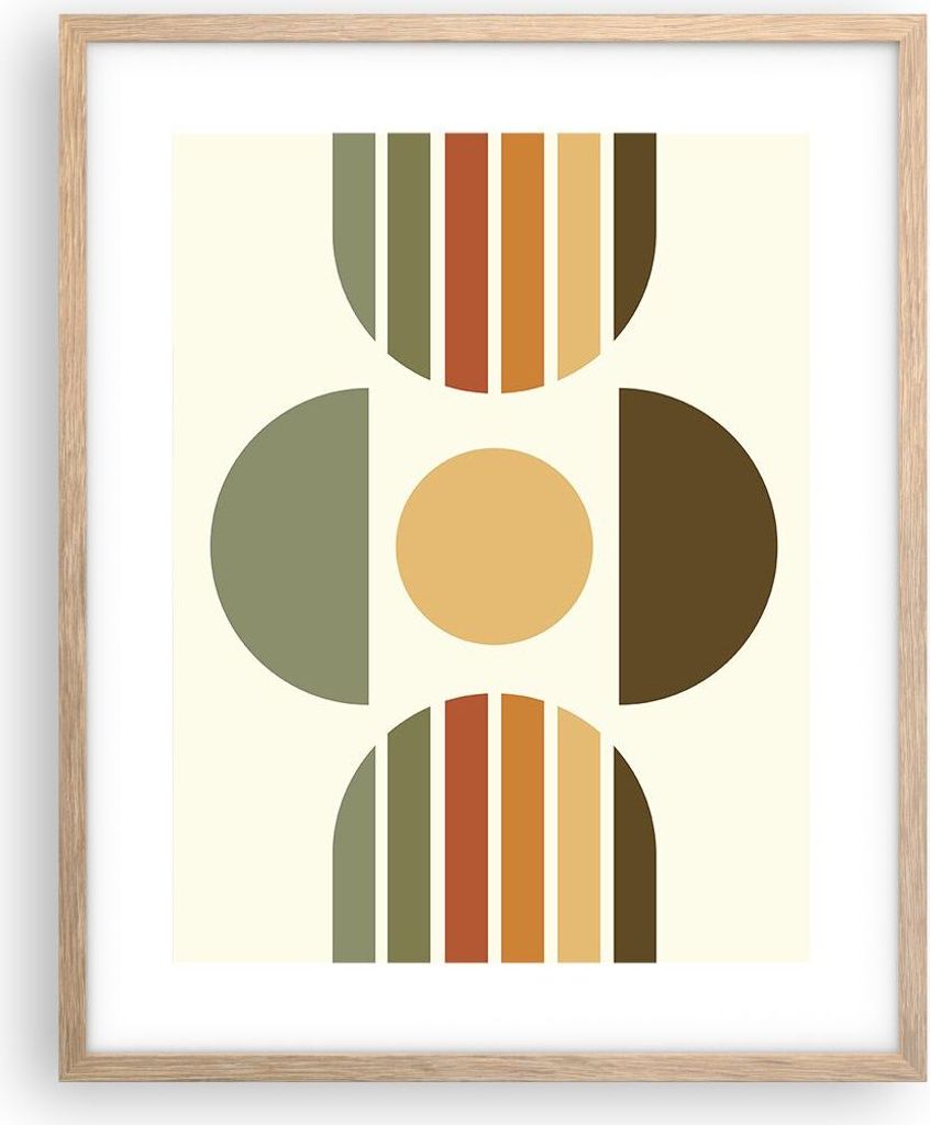 Gerahmtes Poster - Rahmen in heller Eiche - Modern gemustert minimalistisch - 40x50 cm - Wand Bild - Wanddeko - Wandbilder - Kunstposter - Wandpost...