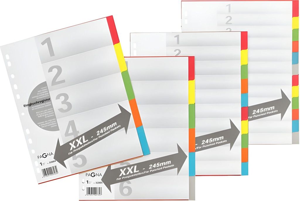 PAGNA Karton-Register, DIN A4, 6-teilig, berbreit Zdjęcie produktu 