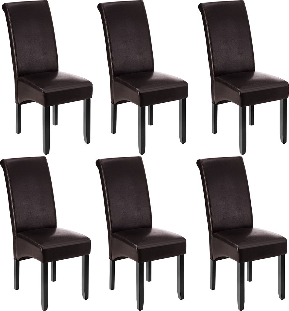 Chaise aspect cuir - marron, Lot de 6 Image du produit 