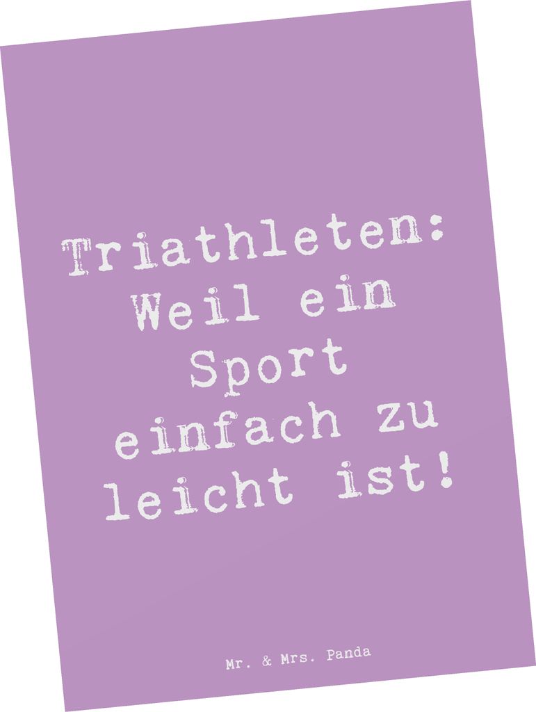 Mr. & Mrs. Panda Postkarte Spruch Triathlon Helden - Lavendeltraum - Geschenk, mentales Training, Ansichtskarten, körperliche Fitness, Sportler, G...