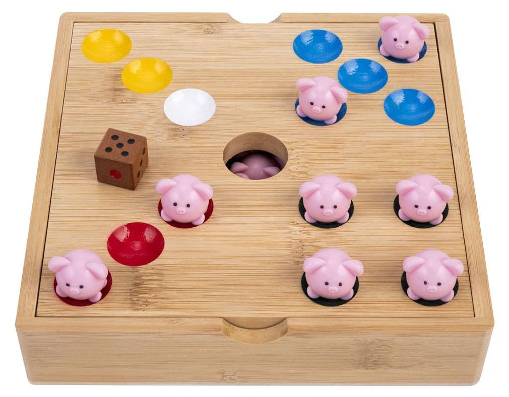Jeu « Bamboo Pig Hole » avec des petits cochons en silicone Image du produit 