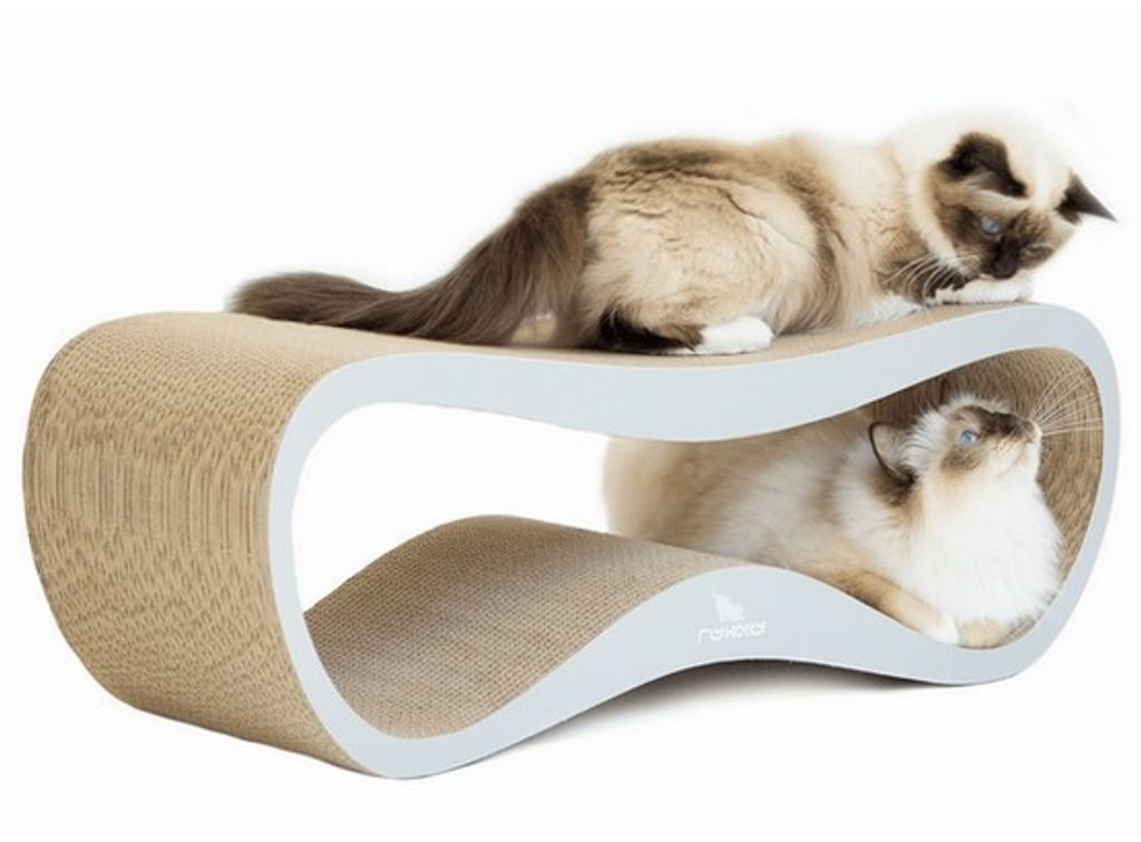 myKotty Design Kratzbank LUI Grau – für natürliche Kratzbedürfnisse & Möbelschutz – Wellpappe Kratzbrett für alle Katzen zum Spielen, Schl...