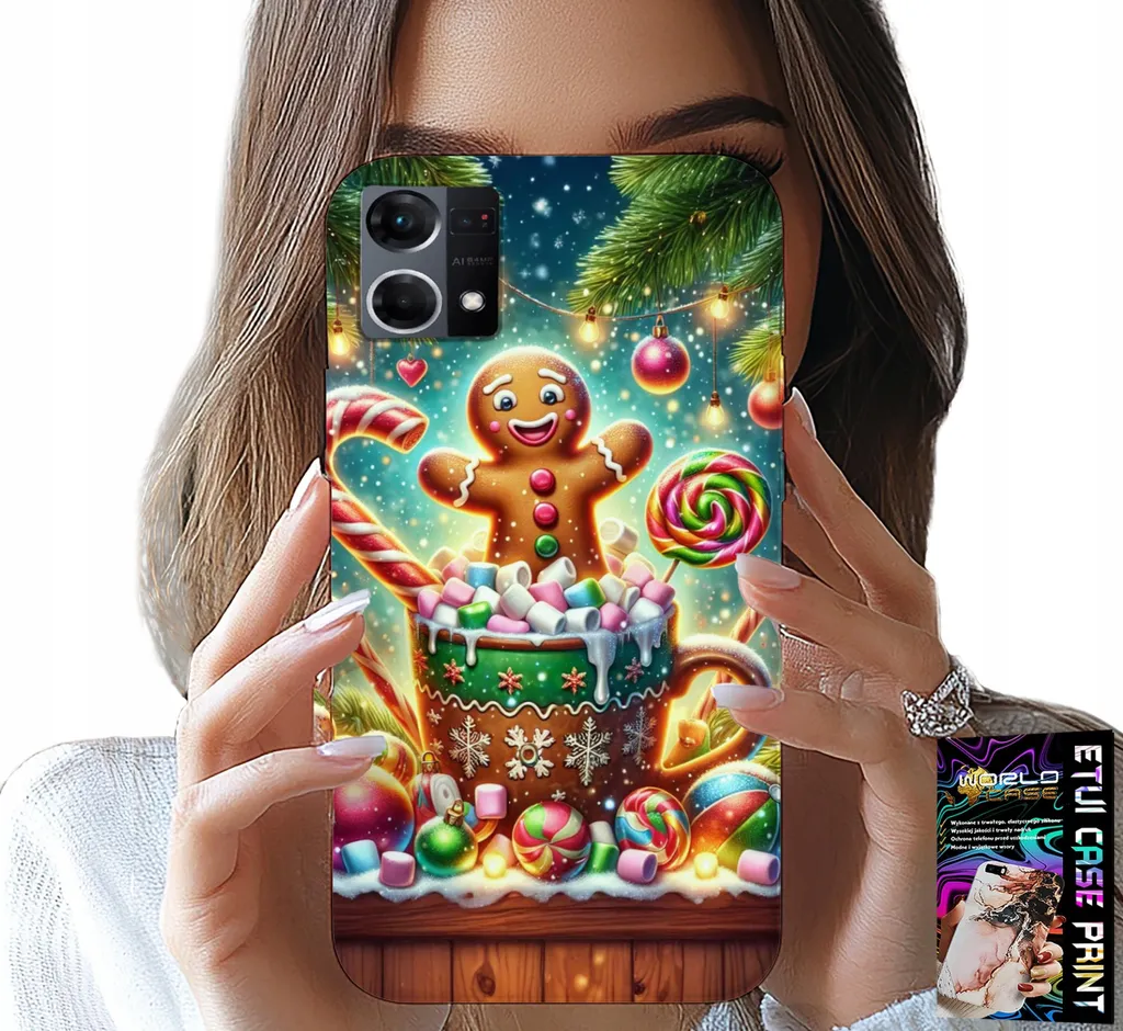 Set Protezione Oppo Reno 7 4G: Cover Natale Pan di Zenzero + Vetro