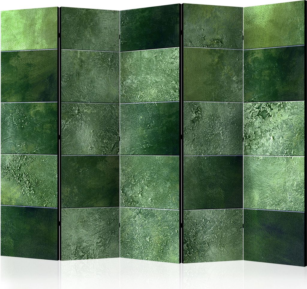 5-teiliger Doppelseitiger Vlies Paravent - Green Puzzle II 225x172 cm f-A-0336-z-c
