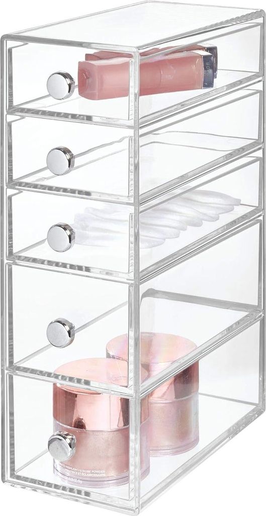 Schubladenschrank, Make-up Organizer, klein, 5 Schubladen, 17,8 x 8,6 x 25,1 cm, transparent, Kunststoff - iDesign | Drawers