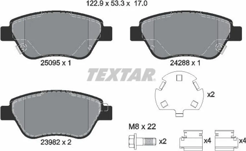 Plaquettes de frein OE 1605184 Textar haute performance pour Opel Adam 2509501