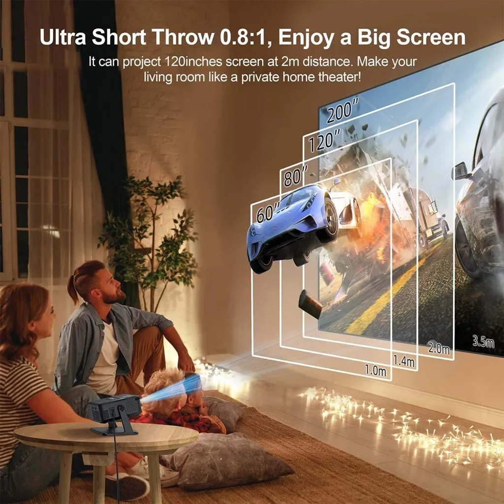 INF Projecteur WiFi 6 et Bluetooth 5.0 - Mini Vidéoprojecteur HD 720P - 4