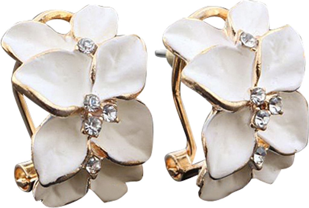 Damen-Ohrstecker mit m, elegantem, weißem Gardenia-Blumenmuster
