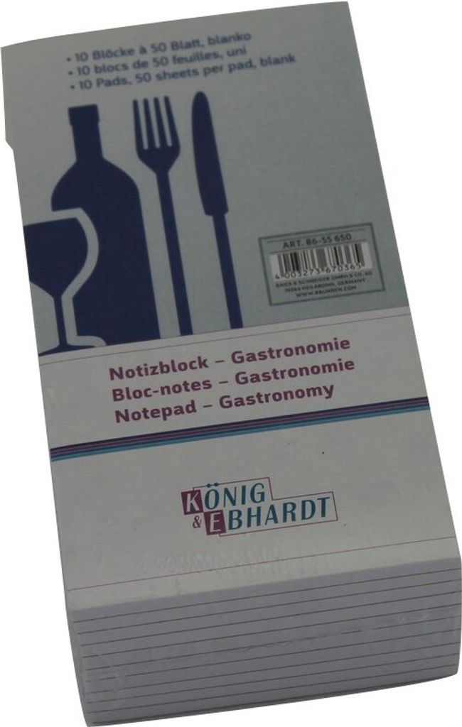 Baier & Schneider Gastronomie Notizblock 50 Blatt 10er Pack Produktbild 