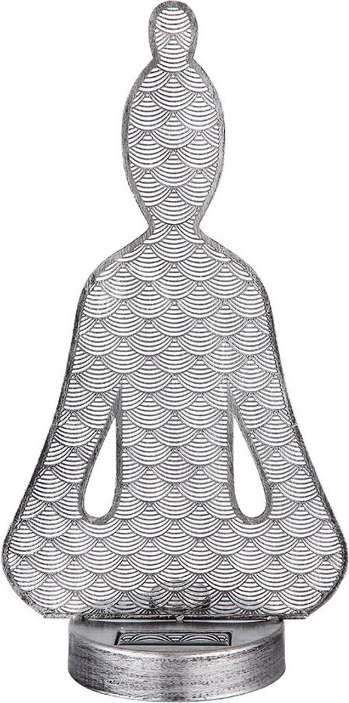 LED Solarleuchte, Buddha, Stanzungen, silber, H 36 cm