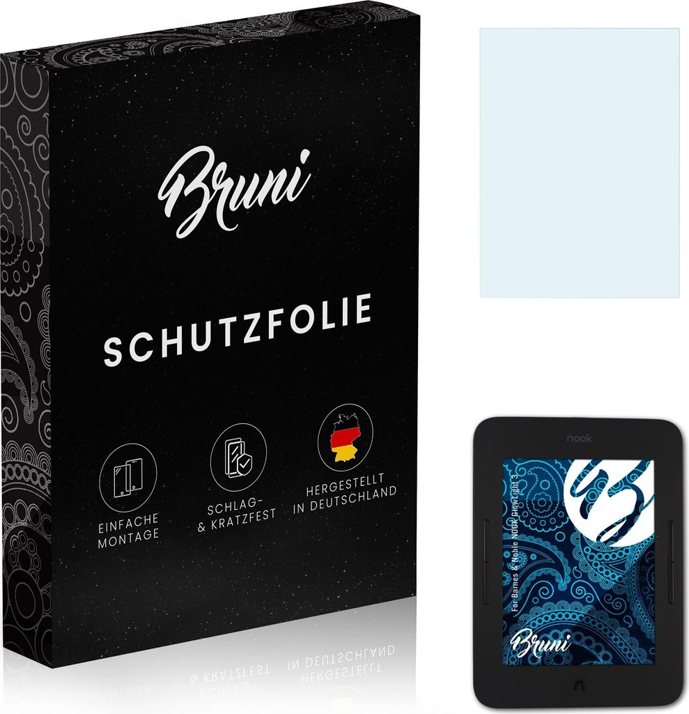 Bruni Basics-Clear 2x Schutzfolie kompatibel mit Barnes & Noble NOOK GlowLight 3 Folie