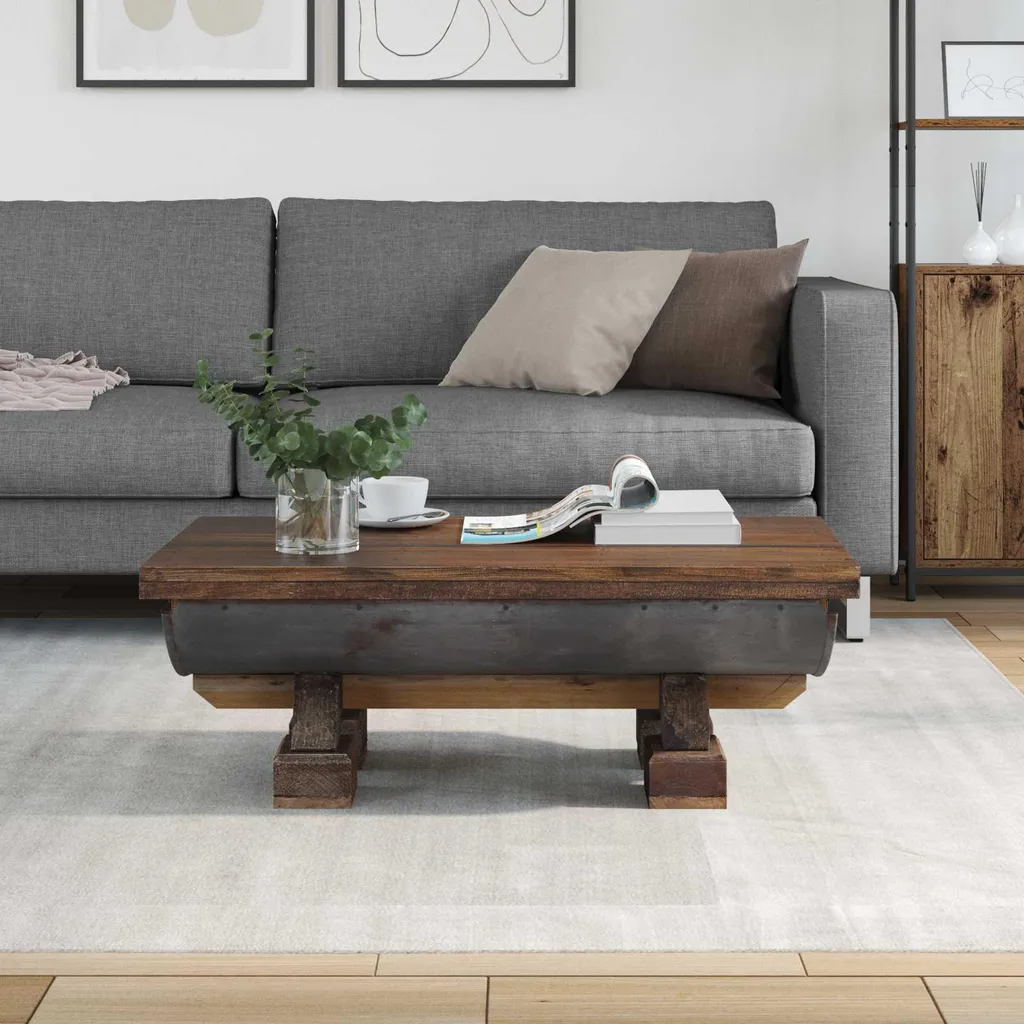 Table Basse en Bois Finition Naturelle 90x50 cm Robuste et Durable