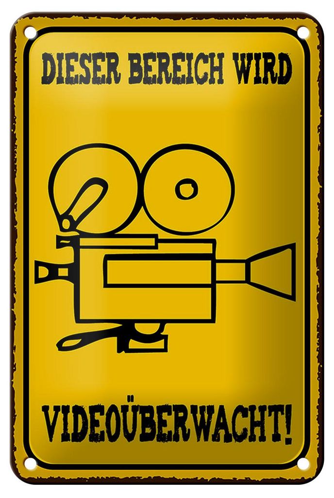Blechschild Warnschild 12x18cm Bereich videoüberwacht Dekoration