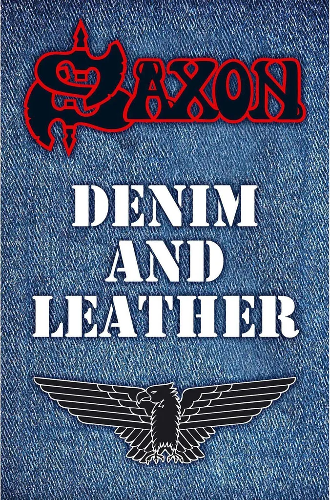 Poster Saxon Denim And Leather tissu RO6036 bleu noir blanc 106x70 cm