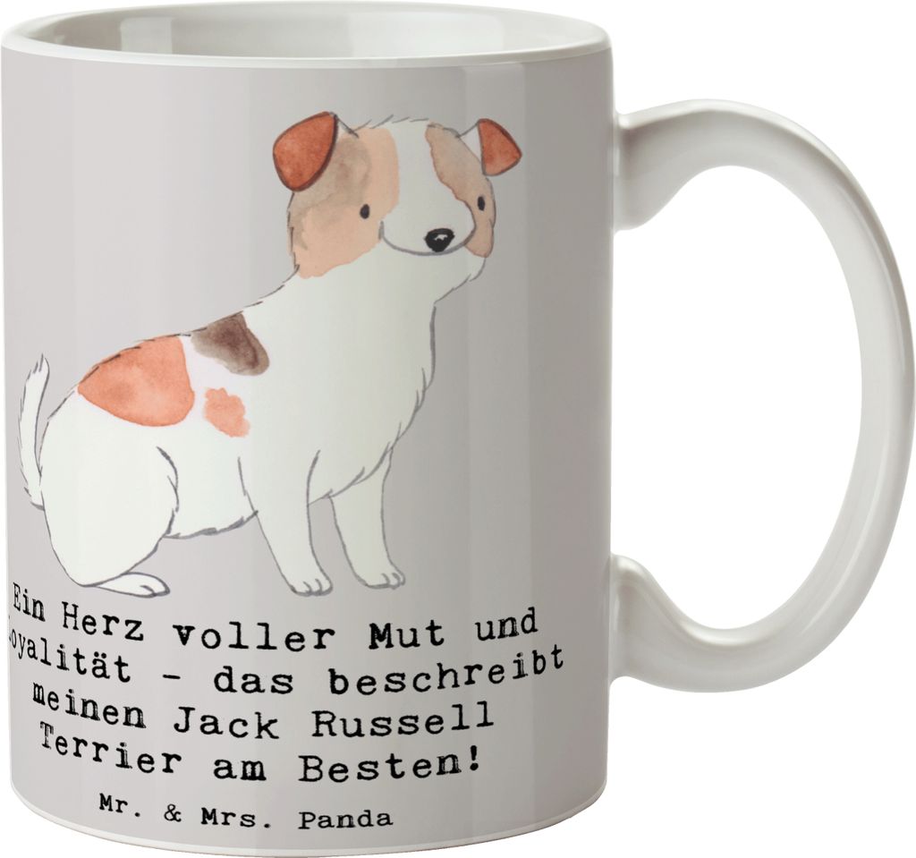 Mr. & Mrs. Panda Kaffeebecher Jack Russell Terrier - Grau Pastell - Geschenk, Teetasse, Tasse, energischer Hund, Hunde, Abenteuer, Becher, Kaffeeta...