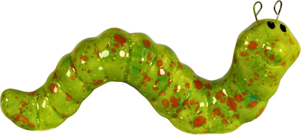 Gartenfigur Raupe aus Keramik | grün | Dekofigur Gartenkeramik Gartendeko