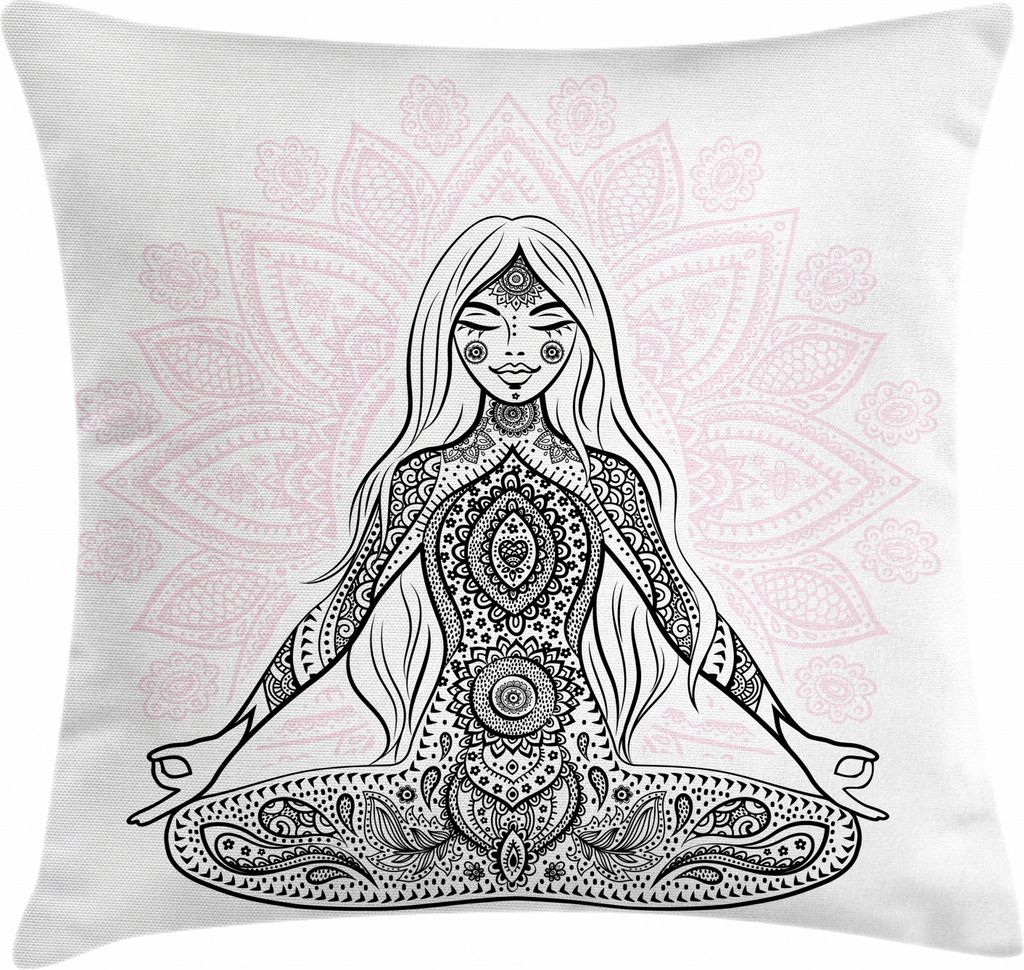 ABAKUHAUS Yoga Kissenbezug, Meditation Lotus Mandala, Waschbar mit Reißverschluss Kissenhülle mit Farbfesten Klaren Farben Beidseitiger Druck, 40...