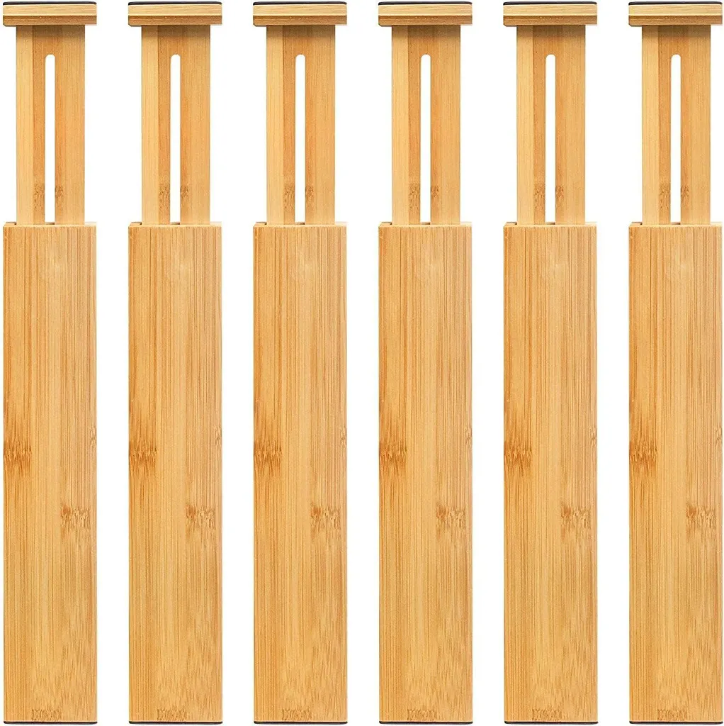 Organisateur de tiroir en bambou naturel lot de 6 séparateurs extensibles