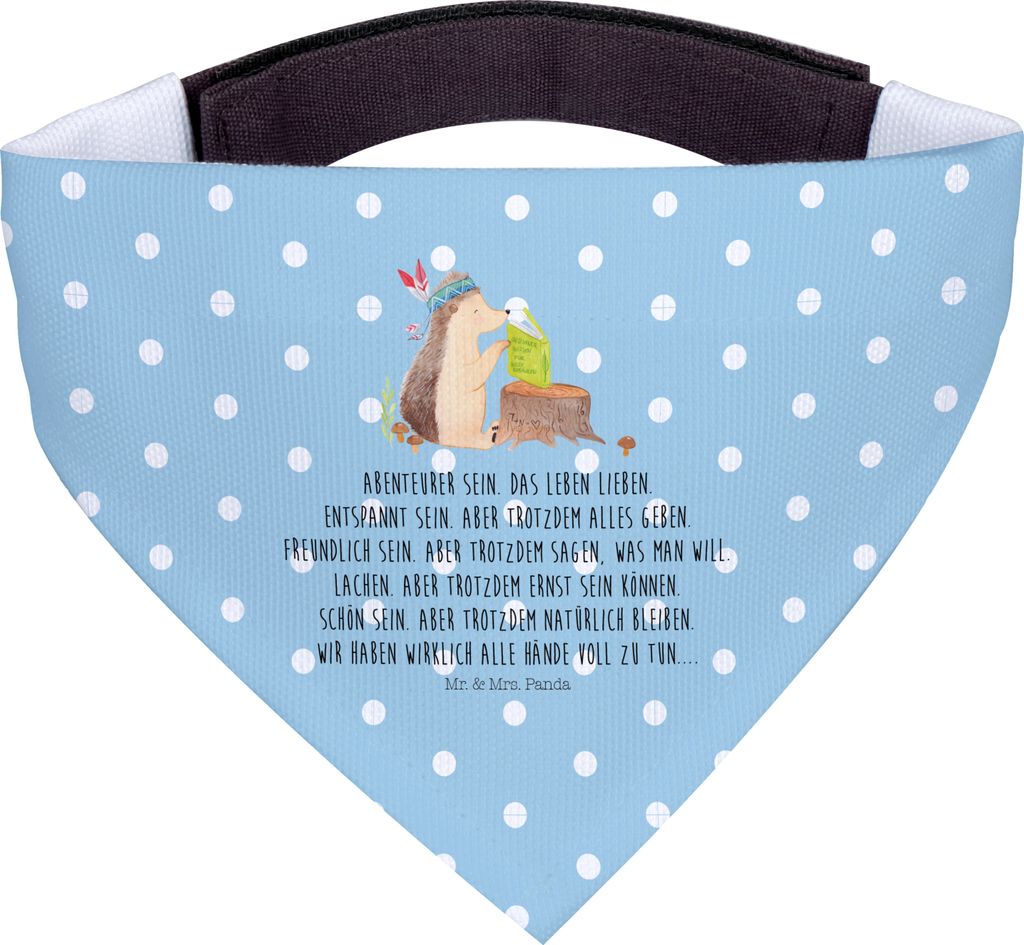 Mr. & Mrs. Panda Hund Halstuch Igel Federschmuck - Blau Pastell - Geschenk, Tuch, Bandana für Hunde, Tiere, Indianer, Lagerfeuer, Hundehalstuch, C...