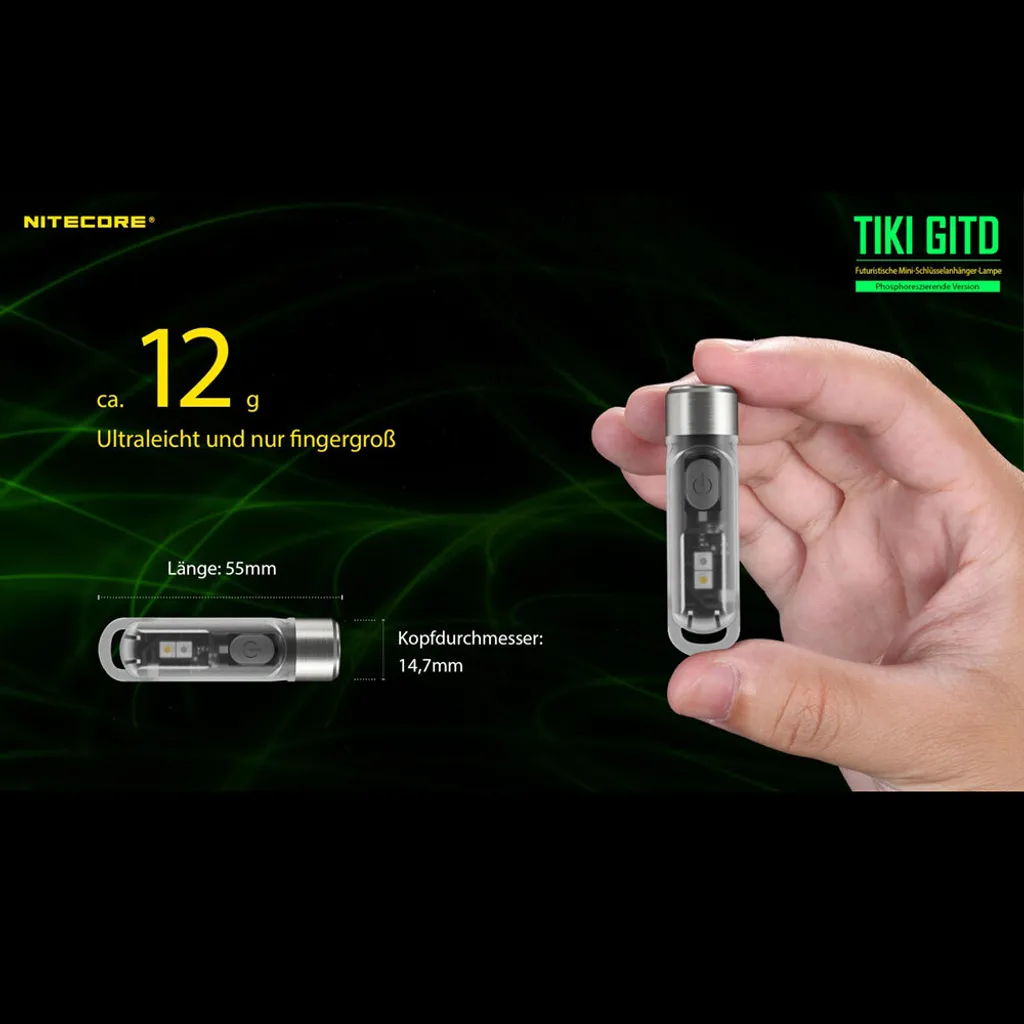 Mini Torcia Nitecore TIKI GITD 300 Lumen LED UV e High CRI - 5