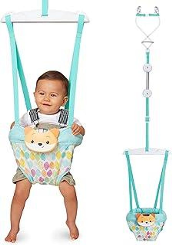 Infantino Music & Lights 2-in-1-Türschaukel, Anregende Aktivitätsschaukel für Babys mit bewegungsgesteuerten Geräuschen, Fuchs