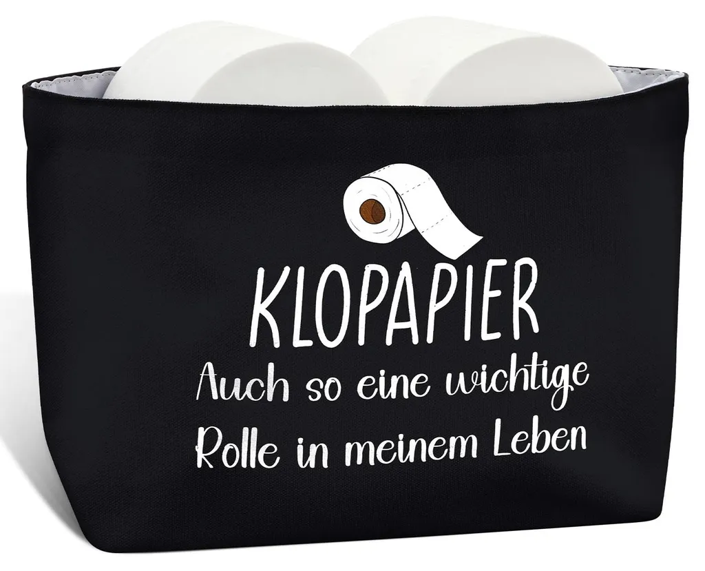 Organisateur de papier toilette noir en tissu déco pour salle de bain