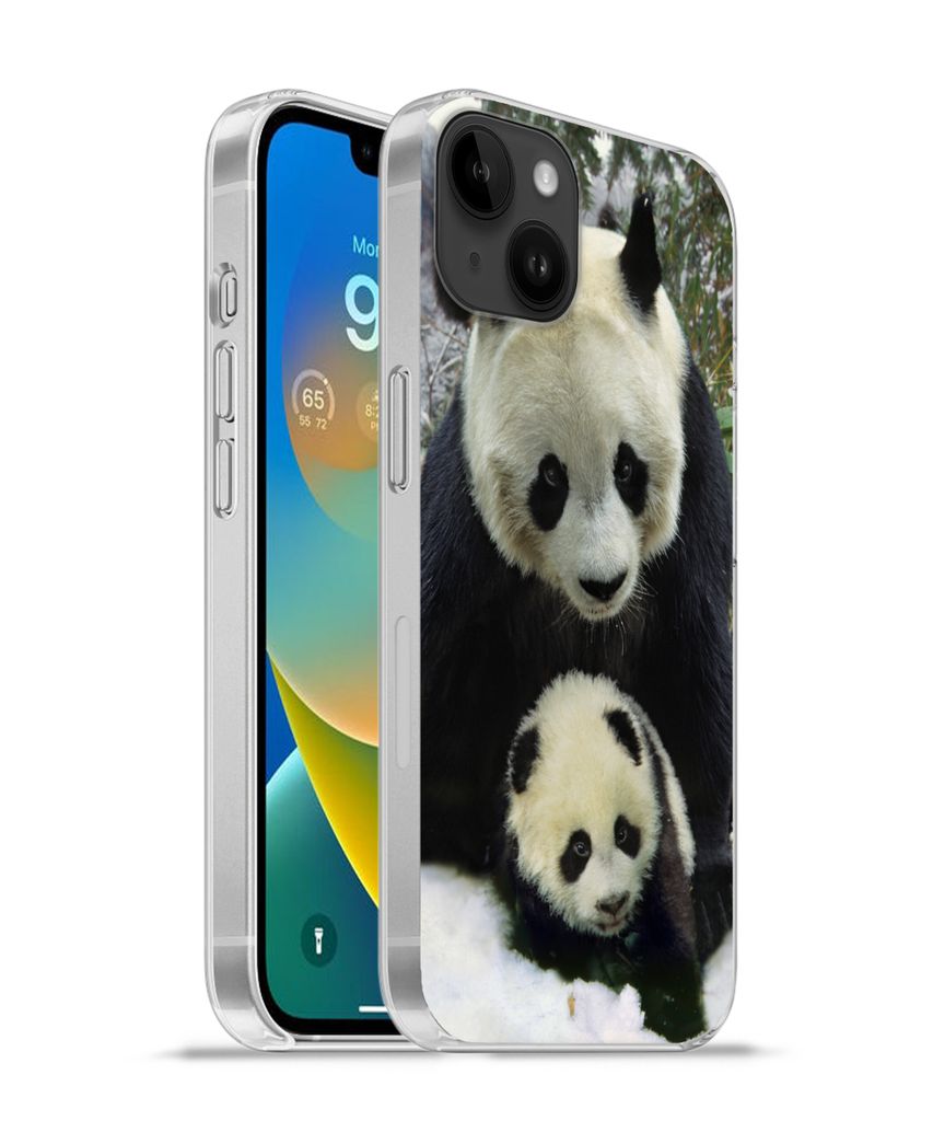 MuchoWow Handyhülle Schutzhülle Hülle für Apple iPhone 14 Plus - Soft case Panda - Jungtier - Schnee Silikon Softcase Handy Hülle - Abbildung