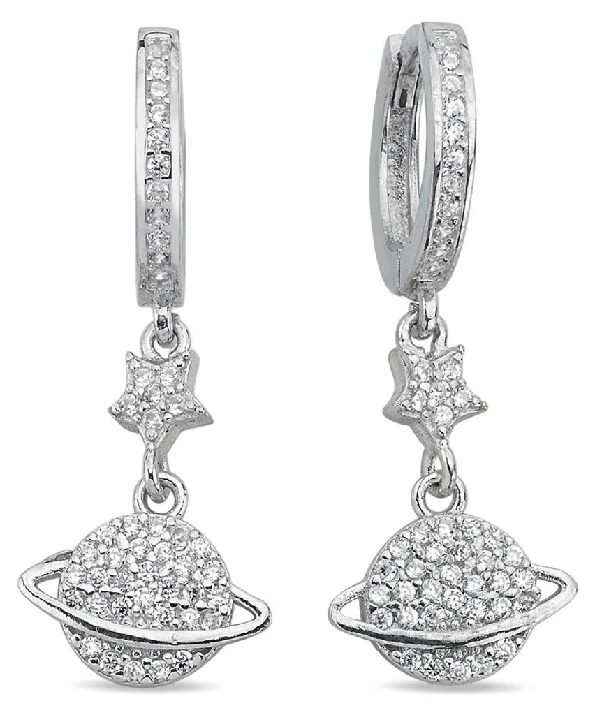 Boucles d'oreilles chics pour soirée en argent 925 et pierre éclat