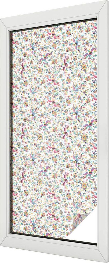 Buntglas Fensterfolie – 116x50 cm – Stained-Glass Design – blickdichte dekorative Sichtschutzfolie – selbstklebend, UV-Schutz – Farbenfro...