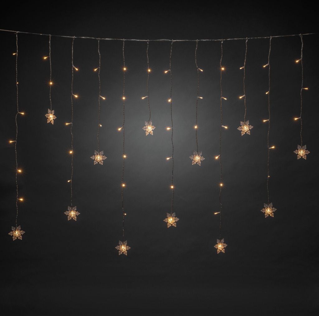 Konstsmide - LED Lichtervorhang, 12 klare Schneeflocken, 60 Produktbild 
