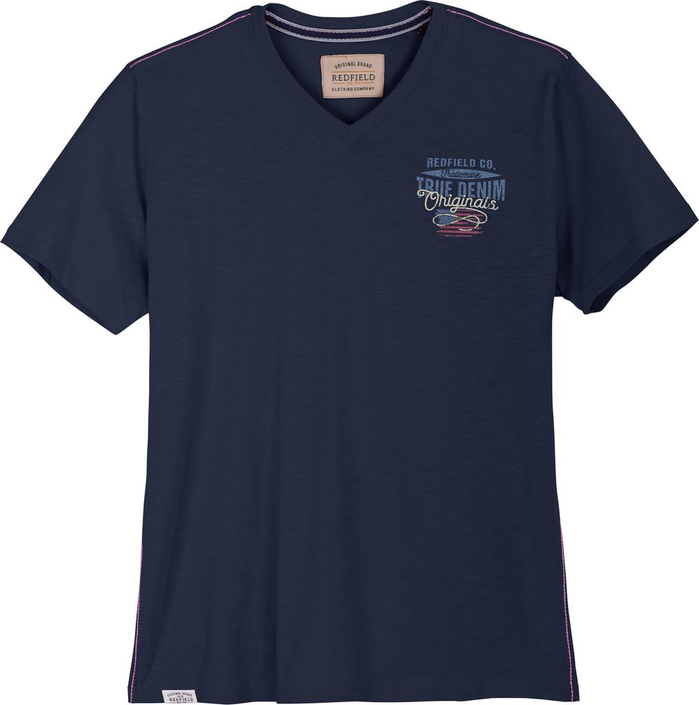 Redfield XXL T-Shirt V-Neck modisch denimblau
