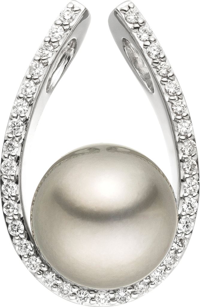 Anhänger 585 Gold Weißgold 1 Tahiti Perle 35 Diamanten Brillanten